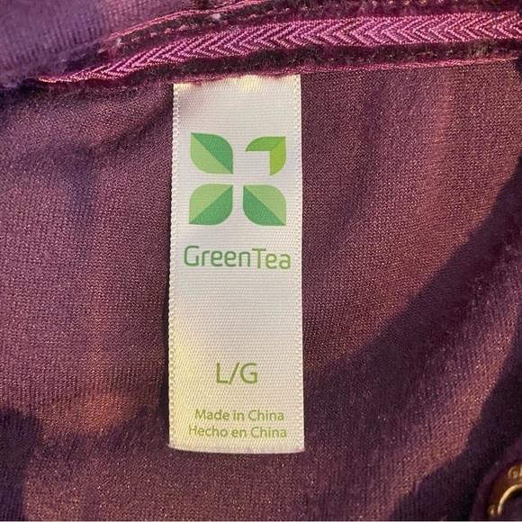 Green Tea Hoodie sz Large Comfy Mediumweight Velour Wine/Purple Long Sleeve Warm - Picture 9 of 10